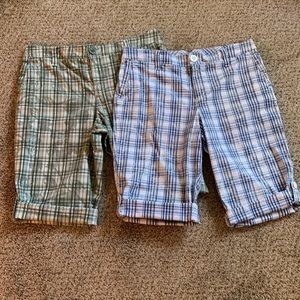 TWO PAIR OF SONOMA PLAID BERMUDA SHORTS